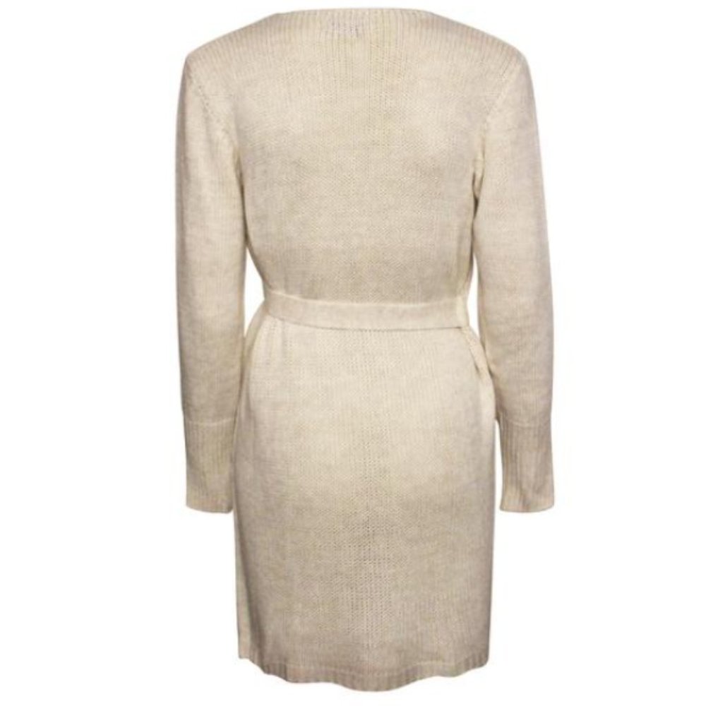 CREAM WRAP TIE UP KNITTED DRESS - Picture 2 of 2